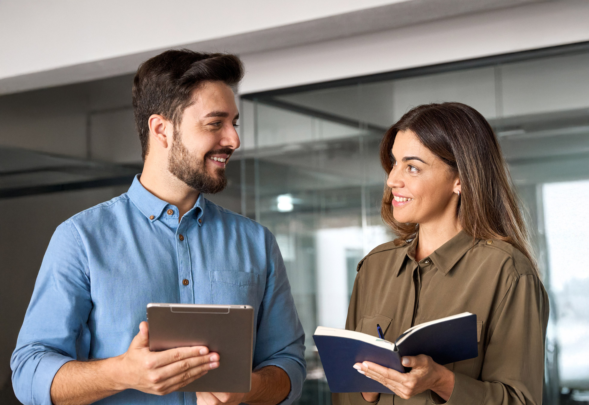 A private school financial aid director speaking with a colleague