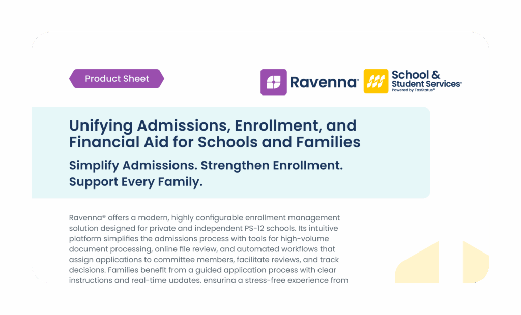Ravenna Plus SSS: Unifying Private K-12 Admissions, Enrollment, and Financial Aid