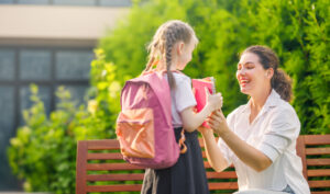 Mother and Daughter Preparing for Admission into Private School